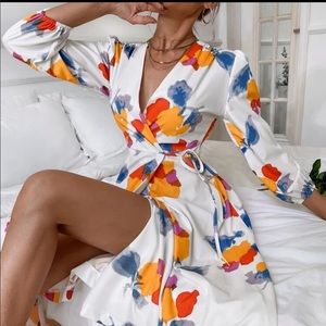 Color Block Side Tie Wrap Dress